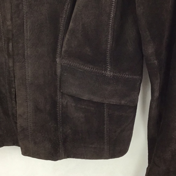 CLASSIQUES ENTIER Brown Leather Suede Short Jacket - Picture 3 of 11